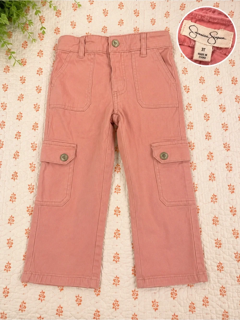 Jessica Simpson Girls Cargo Pants in Dusty Rose Pink